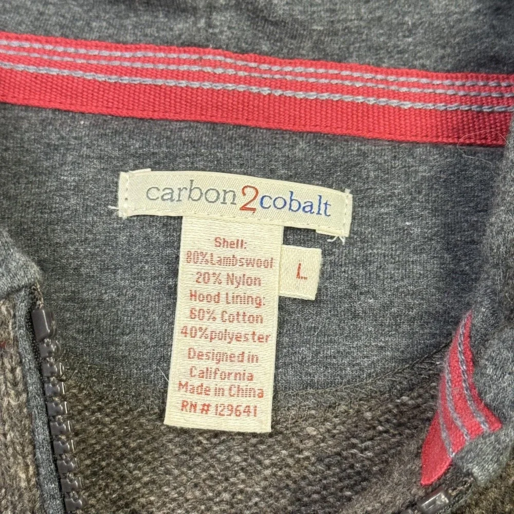 Carbon 2 Cobalt Hooded Sweater Mens Large Brown 1/4 Zip Quilted Elbow